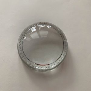 Vintage Glass Decorative Paperweight Photo Holder 3” Round Dome